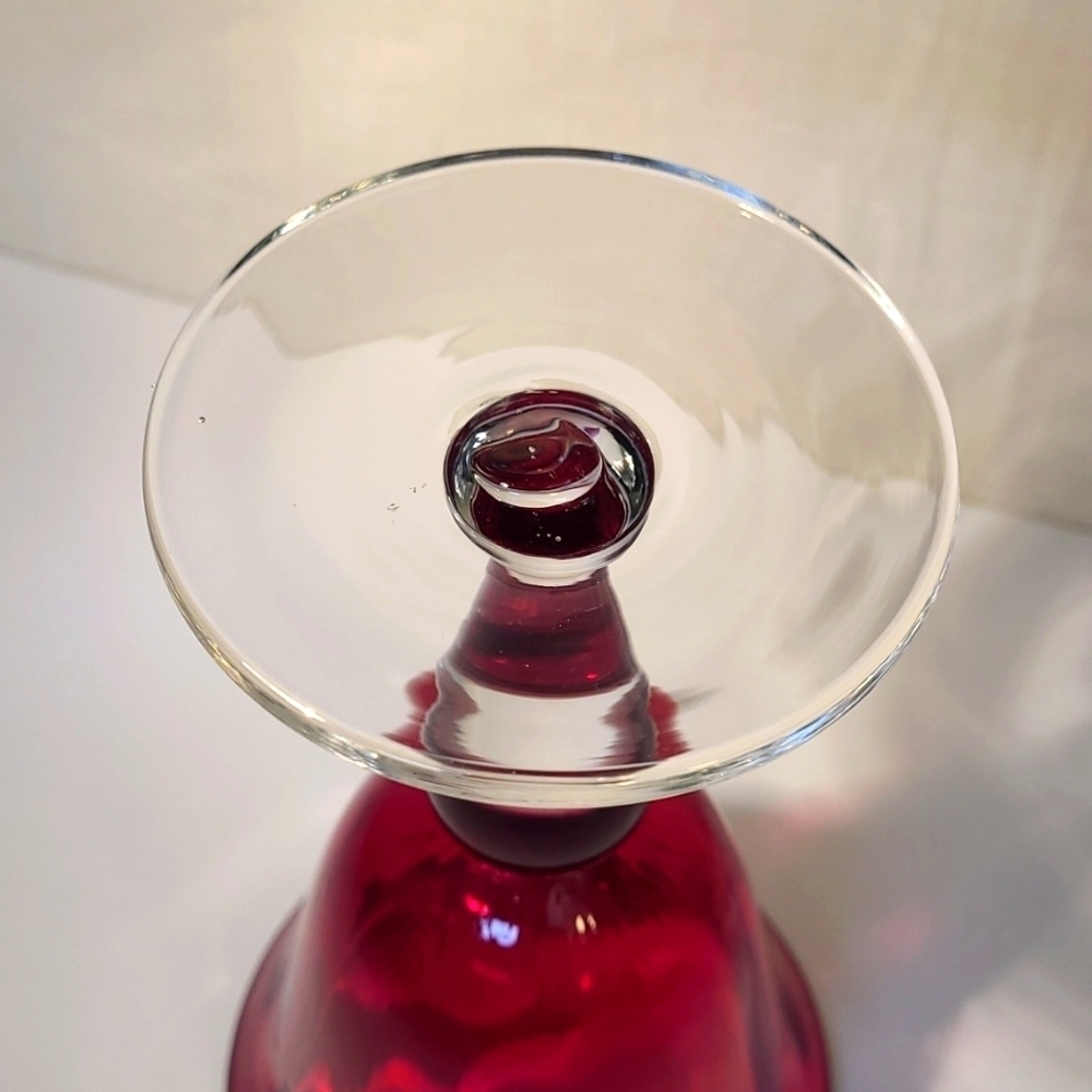 One hand blown ruby red goblet. - Picture 3 of 5